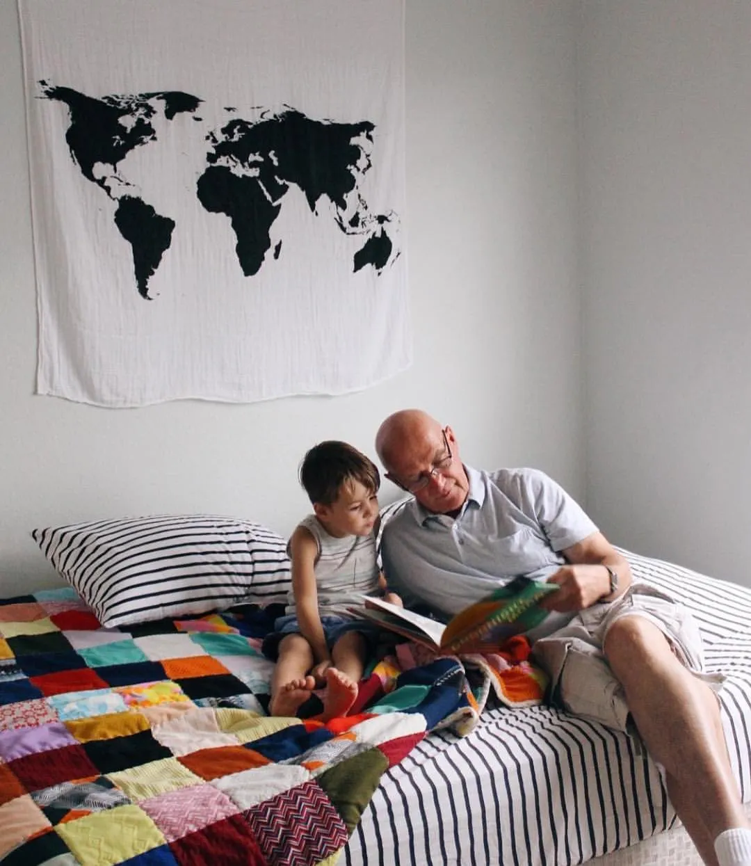 Organic Swaddle + Wall Art -  WORLD MAP