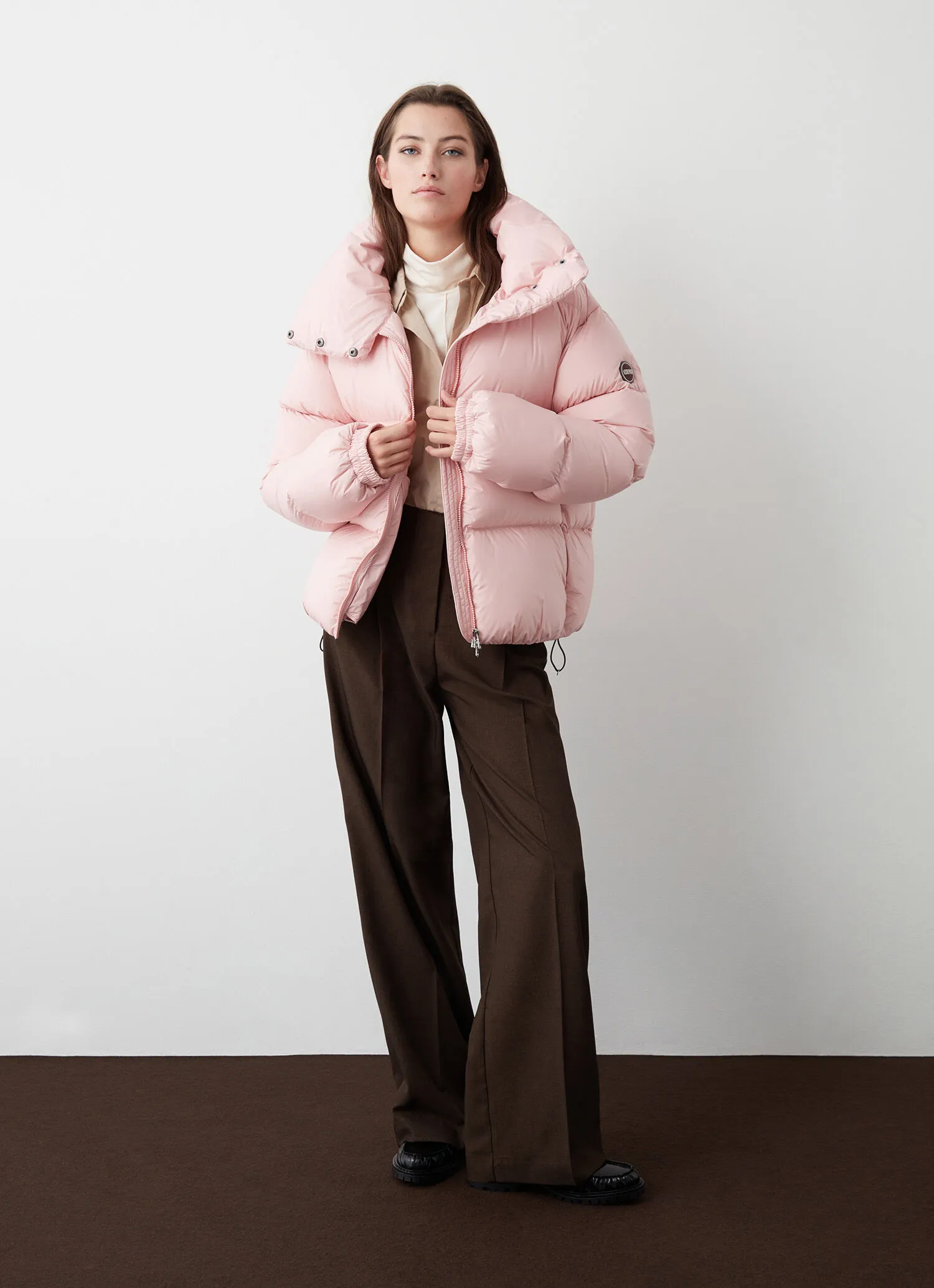 Oversized down jacket with maxi-collar-