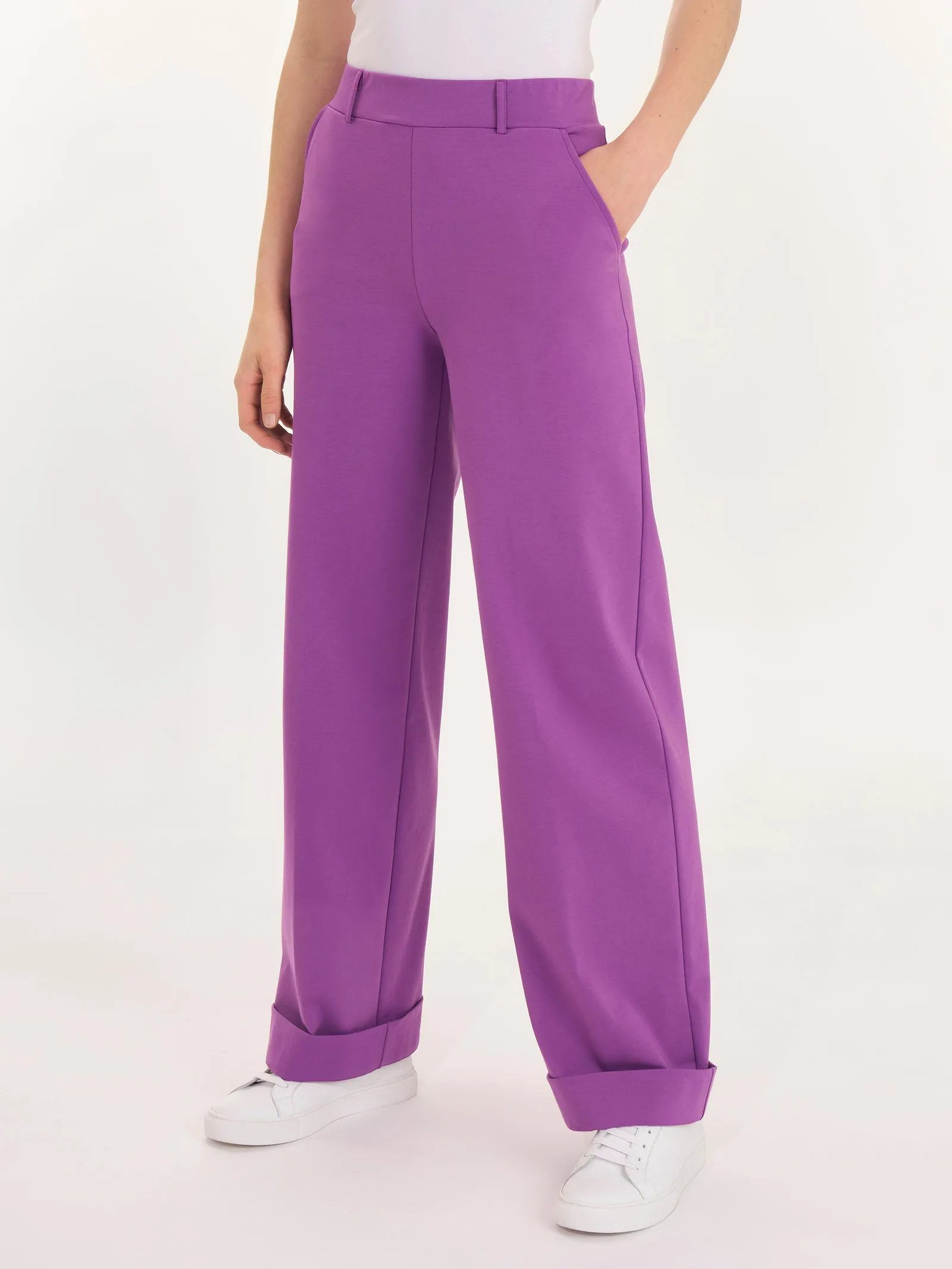 Pantalone ampio con tasche in Compact Light - Dewberry