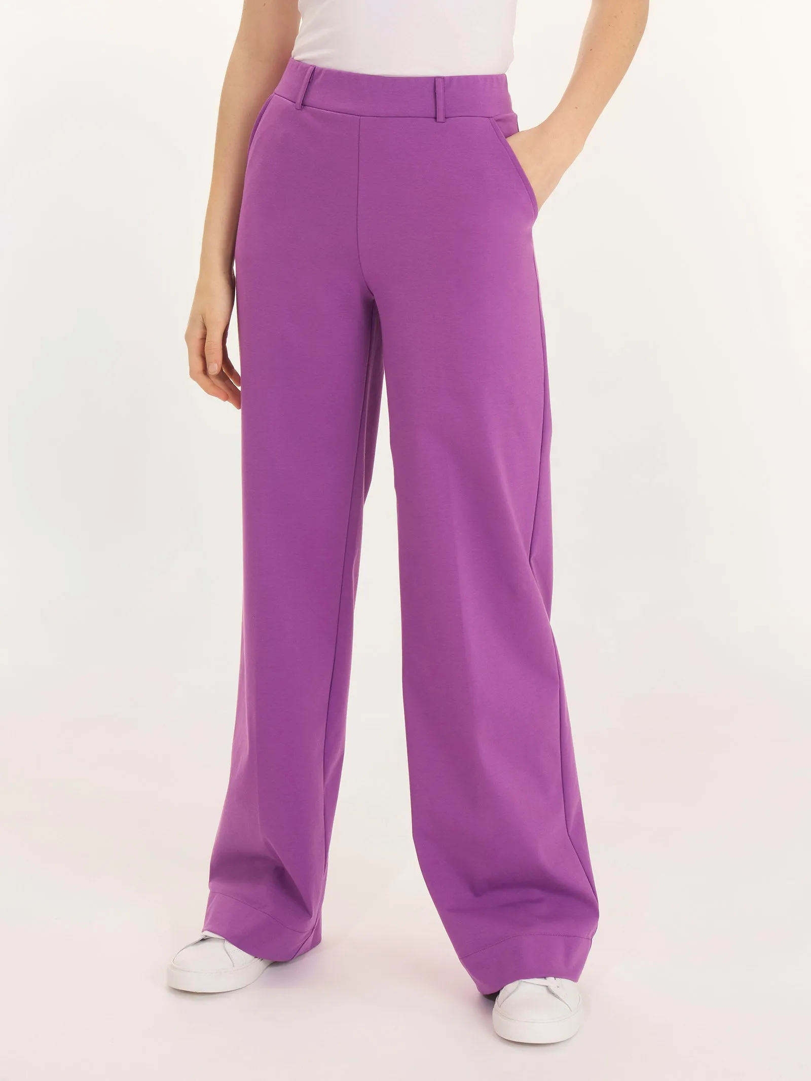 Pantalone ampio con tasche in Compact Light - Dewberry