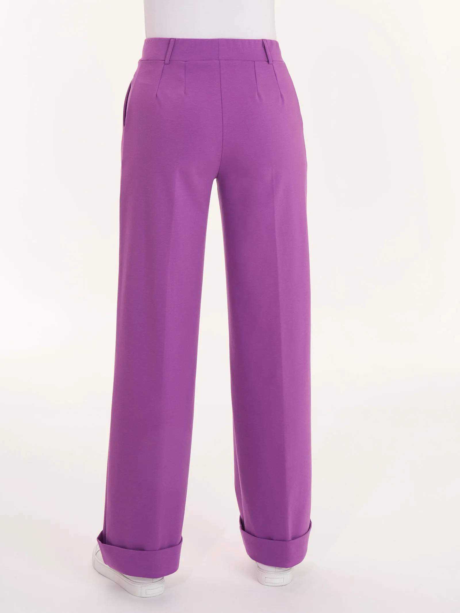 Pantalone ampio con tasche in Compact Light - Dewberry