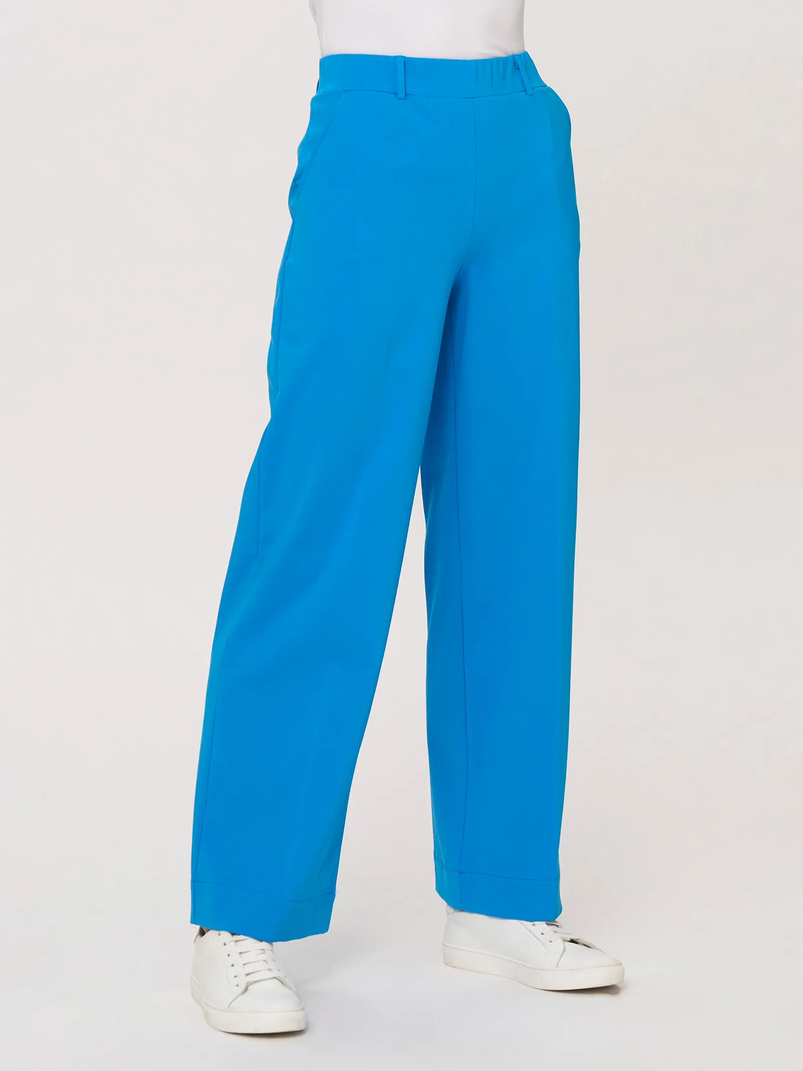 Pantalone ampio con tasche in Compact Light - Ibiza Blue