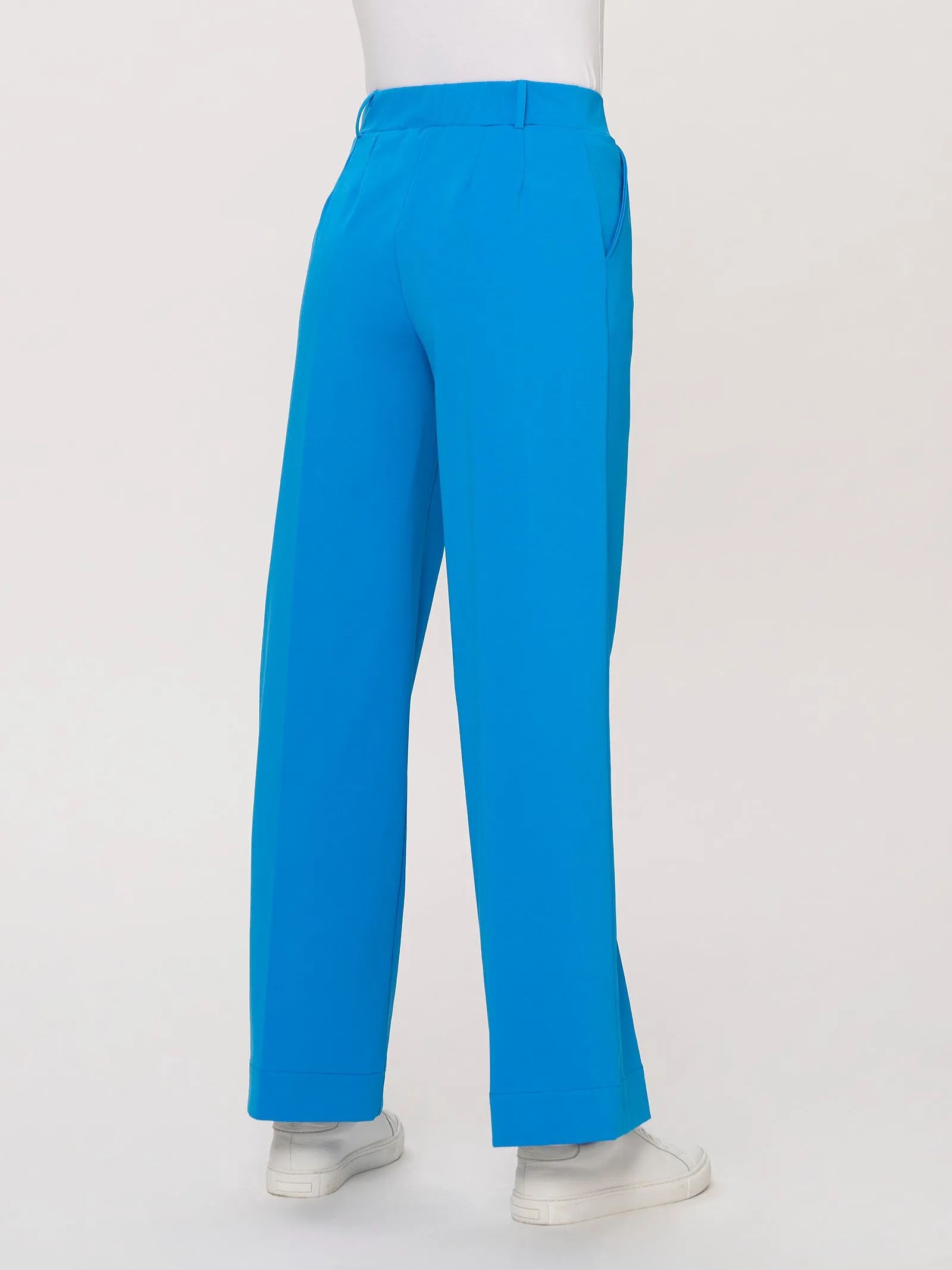 Pantalone ampio con tasche in Compact Light - Ibiza Blue