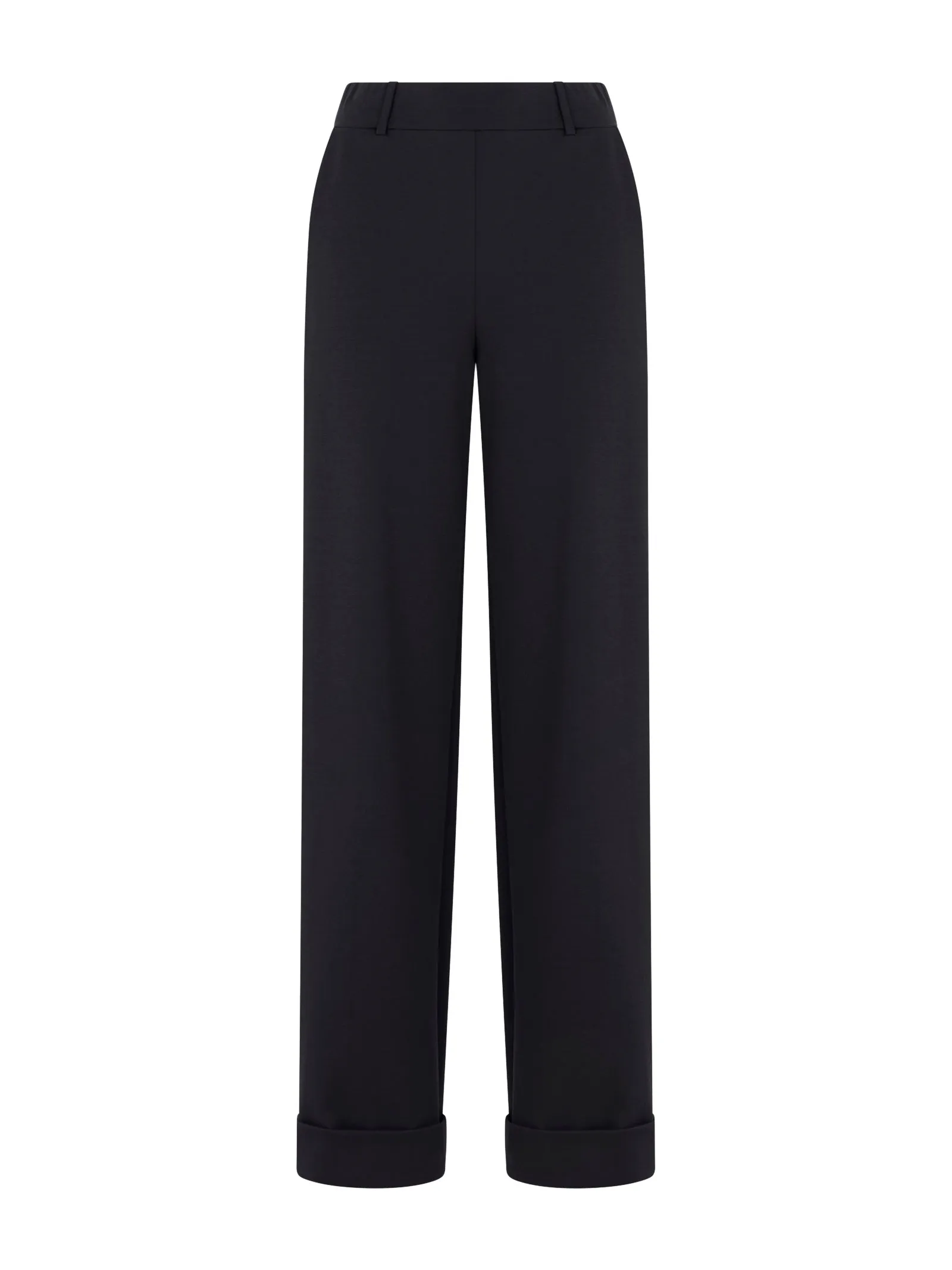 Pantalone ampio con tasche in Compact Light - Nero