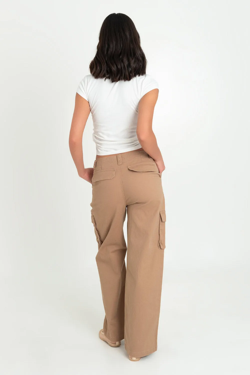 Pantalón cargo wide leg fit de cintura alta