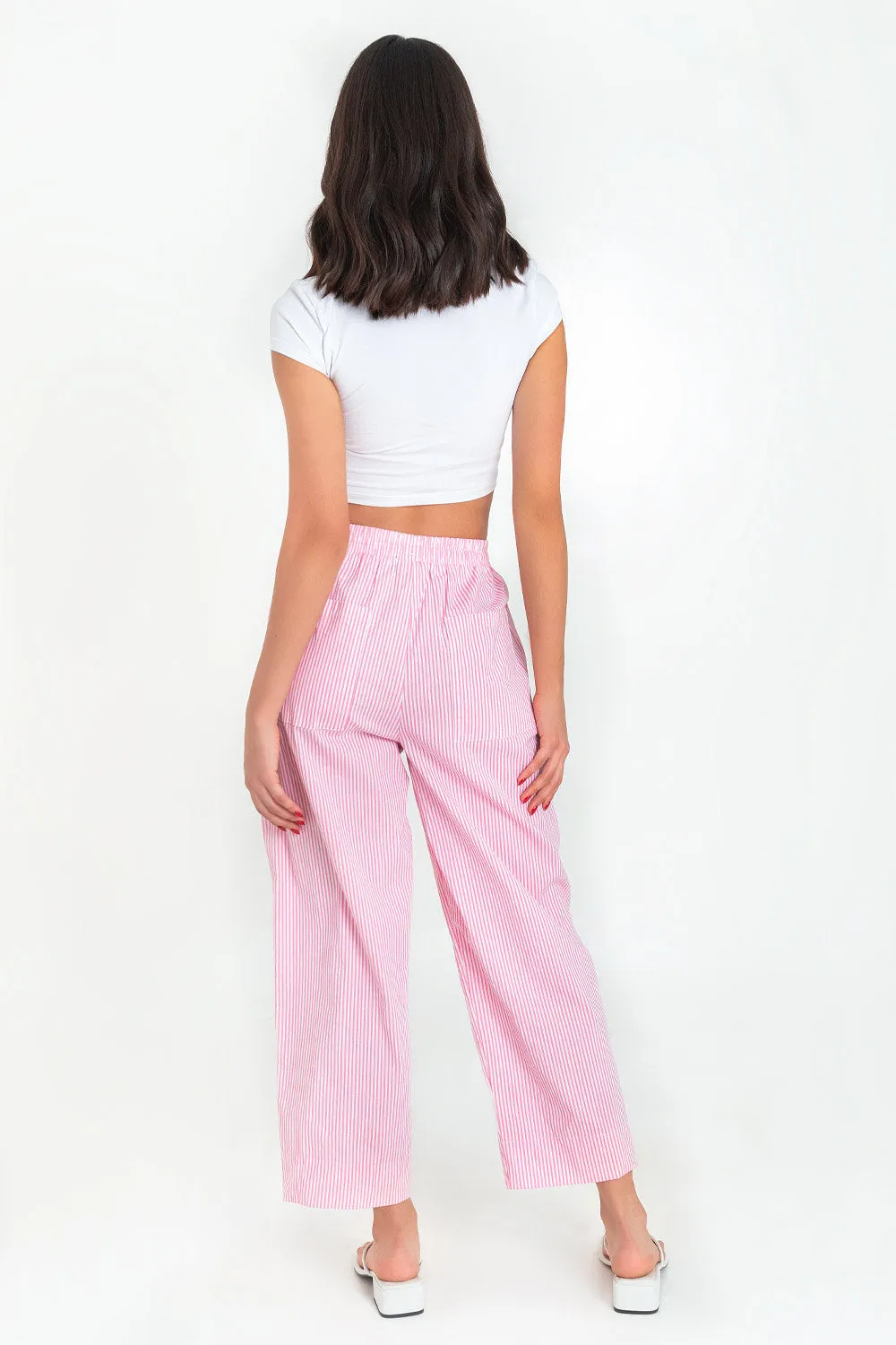 Pantalón cropped de rayas fit recto