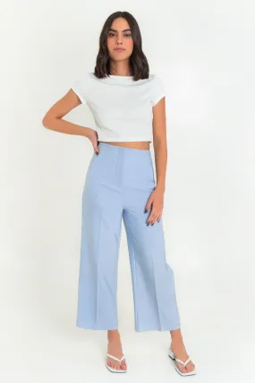 Pantalón culotte con pinzas cintura alta