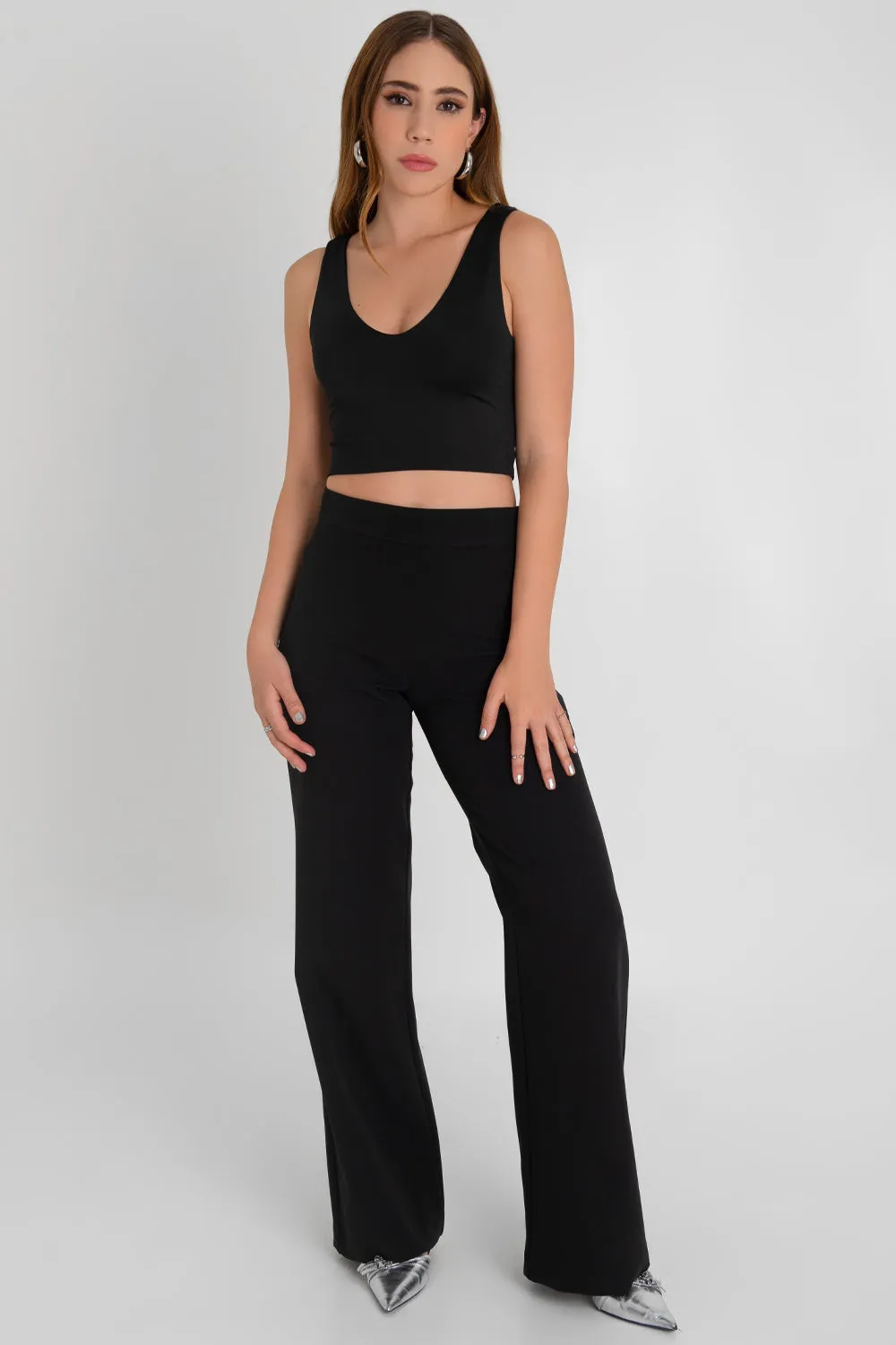 Pantalón de cintura alta fit wide leg