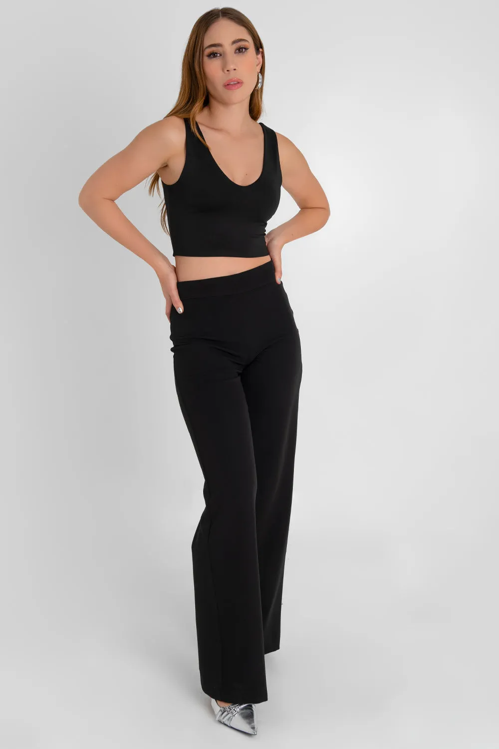 Pantalón de cintura alta fit wide leg