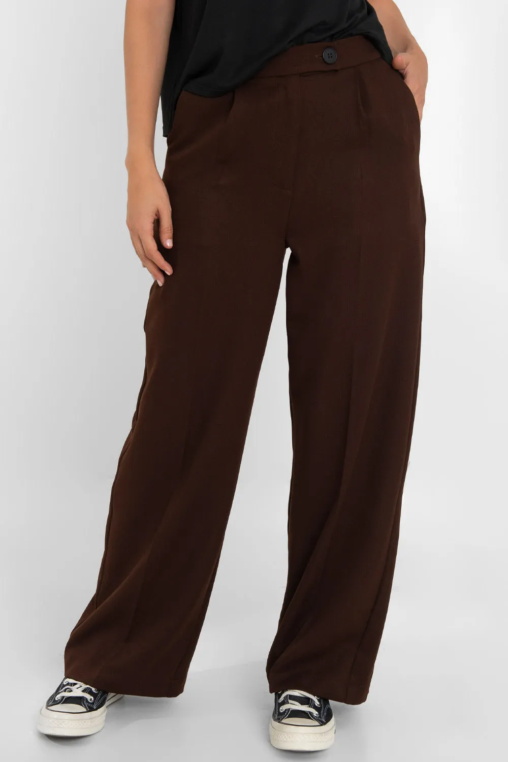 Pantalón fit wide leg con rayas tiro alto