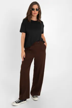 Pantalón fit wide leg con rayas tiro alto