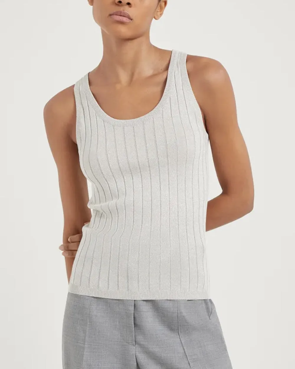 Pearl Grey Wide Rib Scoop Neck Tank