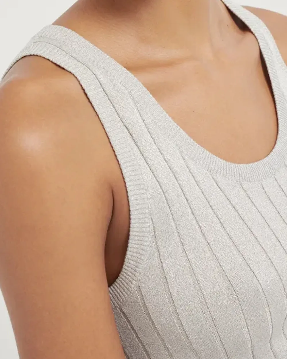 Pearl Grey Wide Rib Scoop Neck Tank