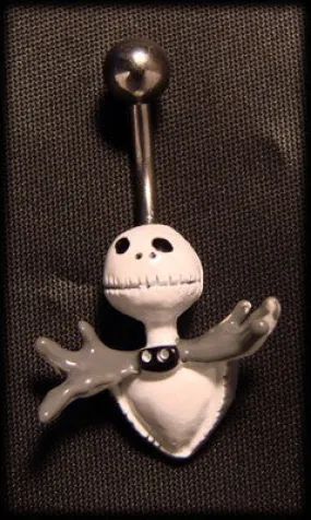 Piercing to the belly jack skelington with steel surgical