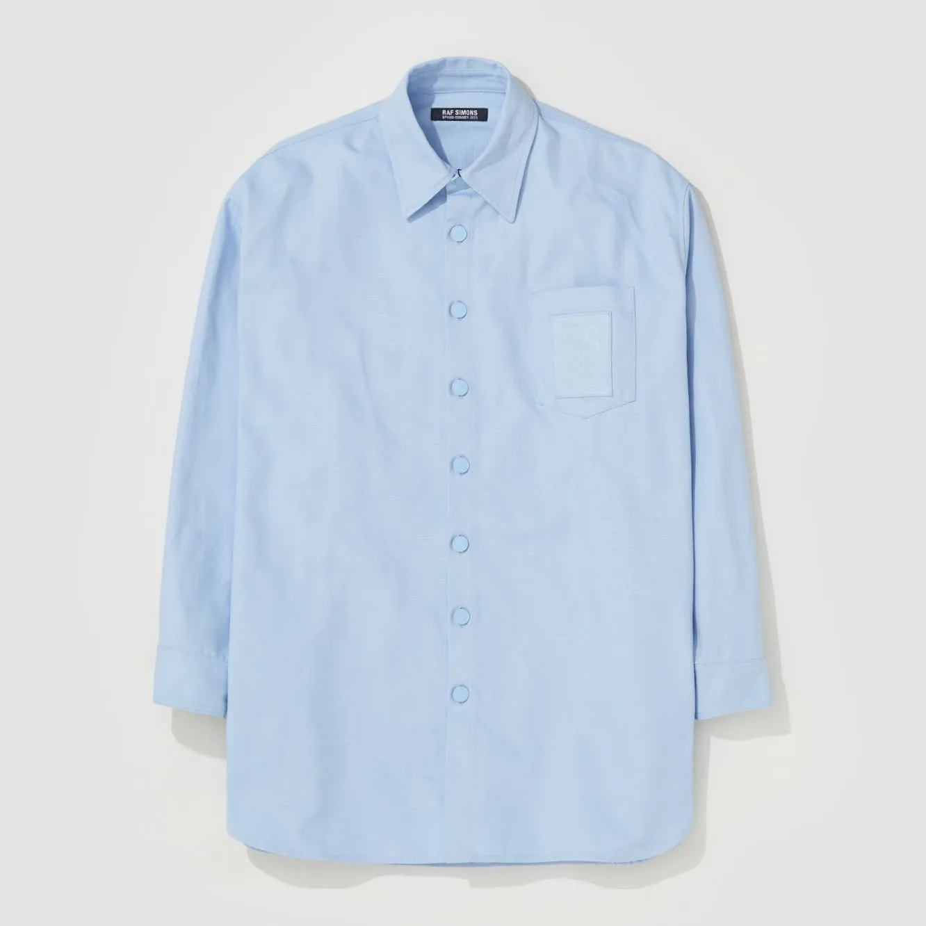 RAF SIMONS  |Denim Long Sleeves Cotton Logo Designers Shirts