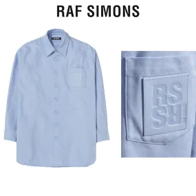 RAF SIMONS  |Denim Long Sleeves Cotton Logo Designers Shirts