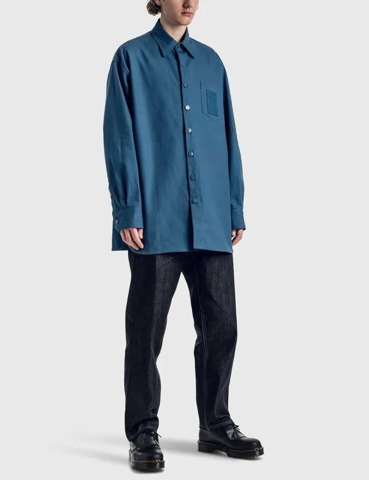 RAF SIMONS  |Denim Long Sleeves Plain Designers Shirts