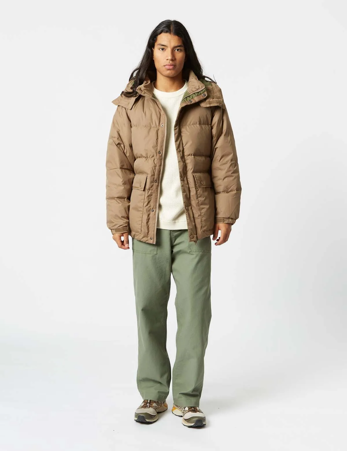 Removable Hood Down Jacket - Dusk Khaki