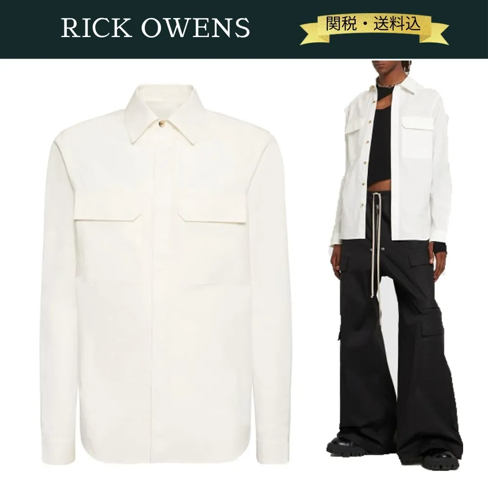 RICK OWENS  |Long Sleeves Plain Cotton Designers Shirts