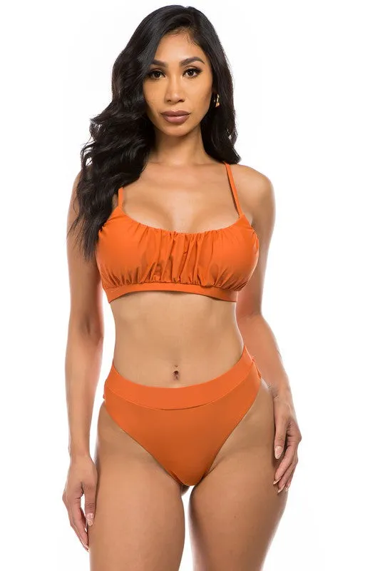 Ruched Top High Waisted Bikini