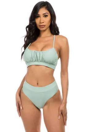 Ruched Top High Waisted Bikini