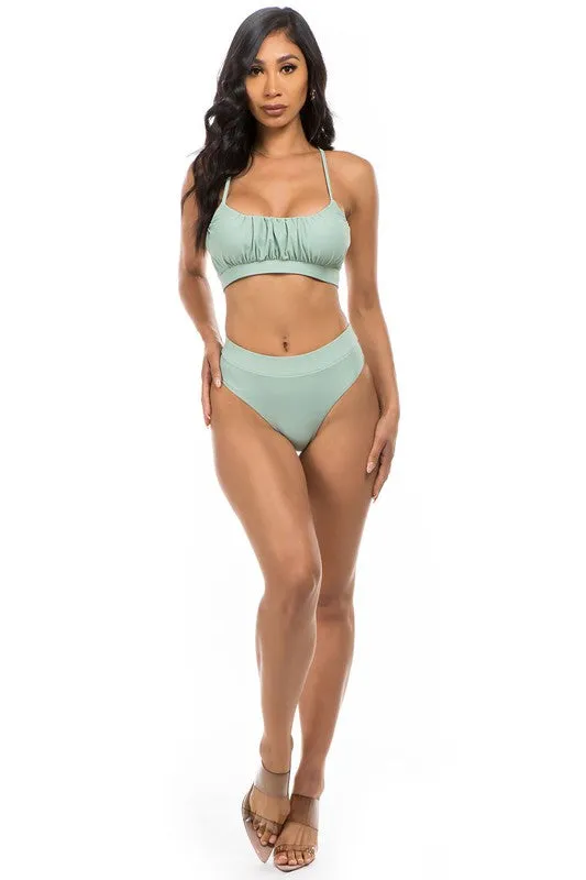 Ruched Top High Waisted Bikini