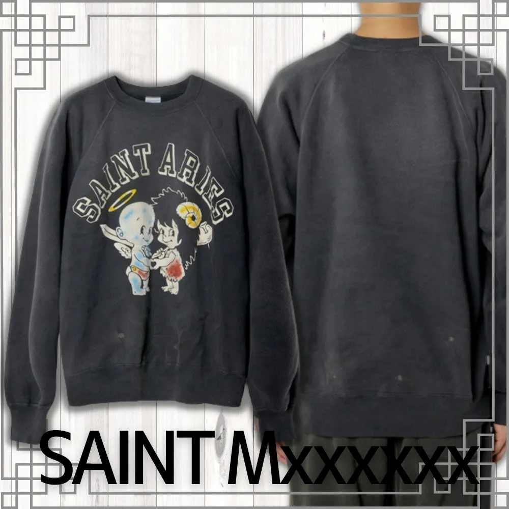 Saint Mxxxxxx  |Crew Neck Pullovers Unisex Street Style Long Sleeves Plain