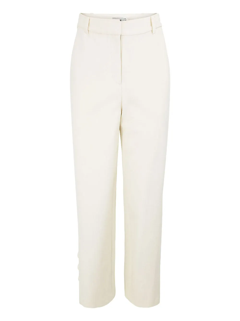 Simkhai Miki Cropped Button Hem Pants in White