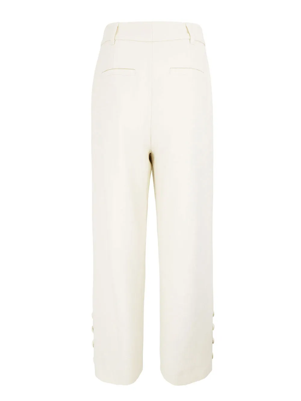 Simkhai Miki Cropped Button Hem Pants in White