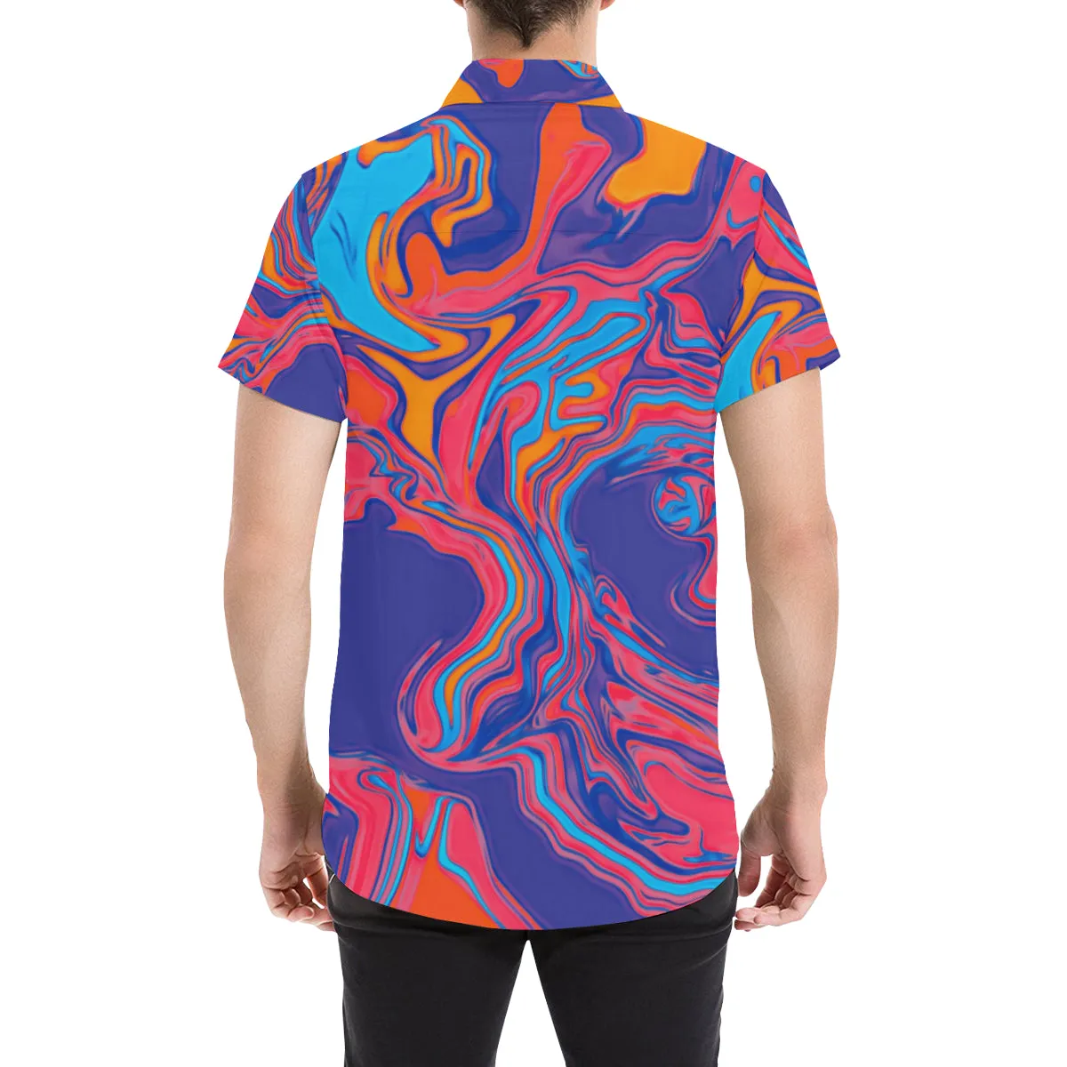 Slurpee Spill Psychedelic Short Sleeve Button Up Shirt