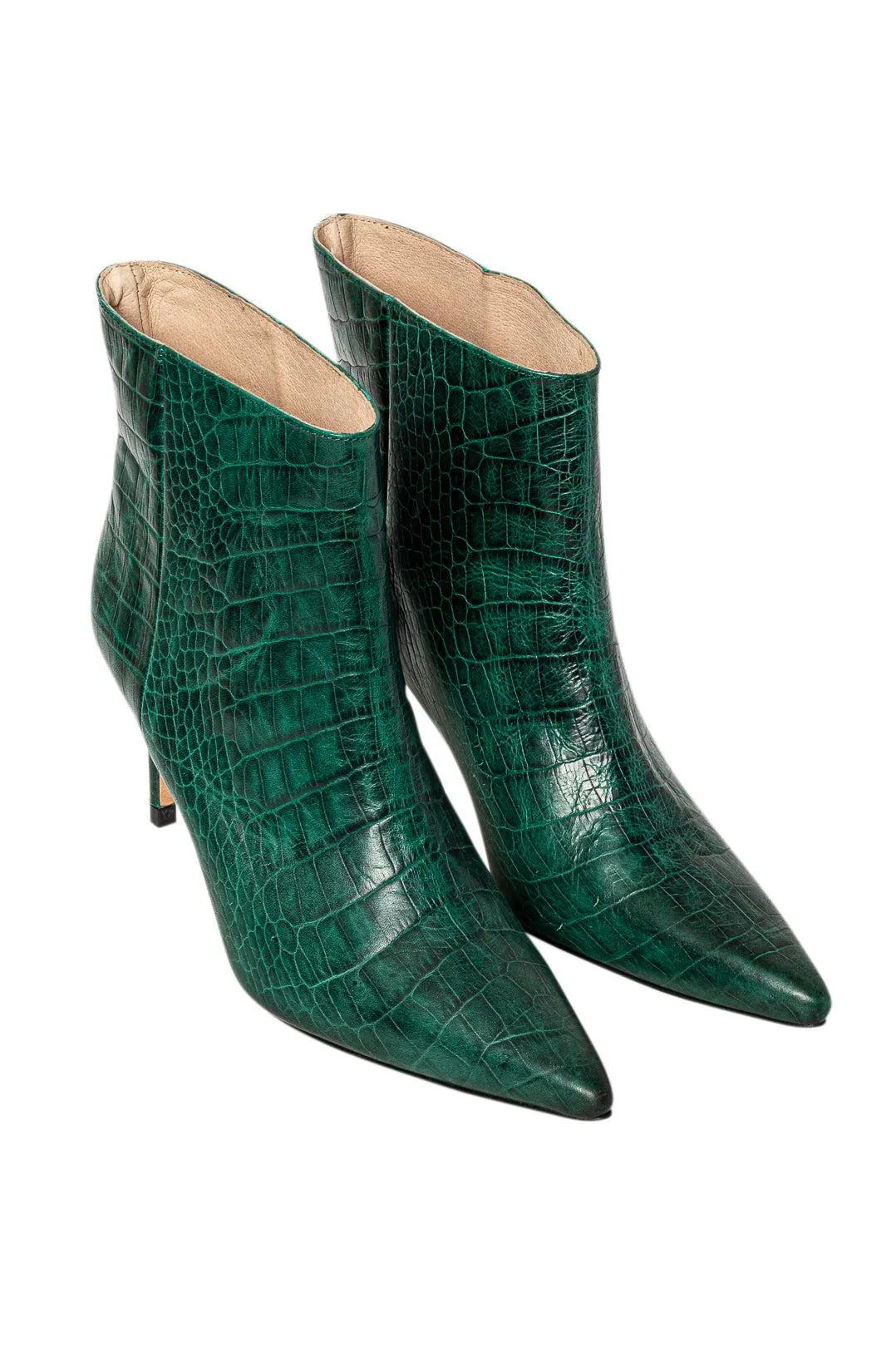 Snake pattern leather booties