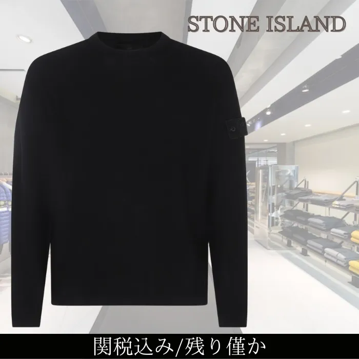 STONE ISLAND  |Long Sleeves Plain Cotton Logo Sweaters