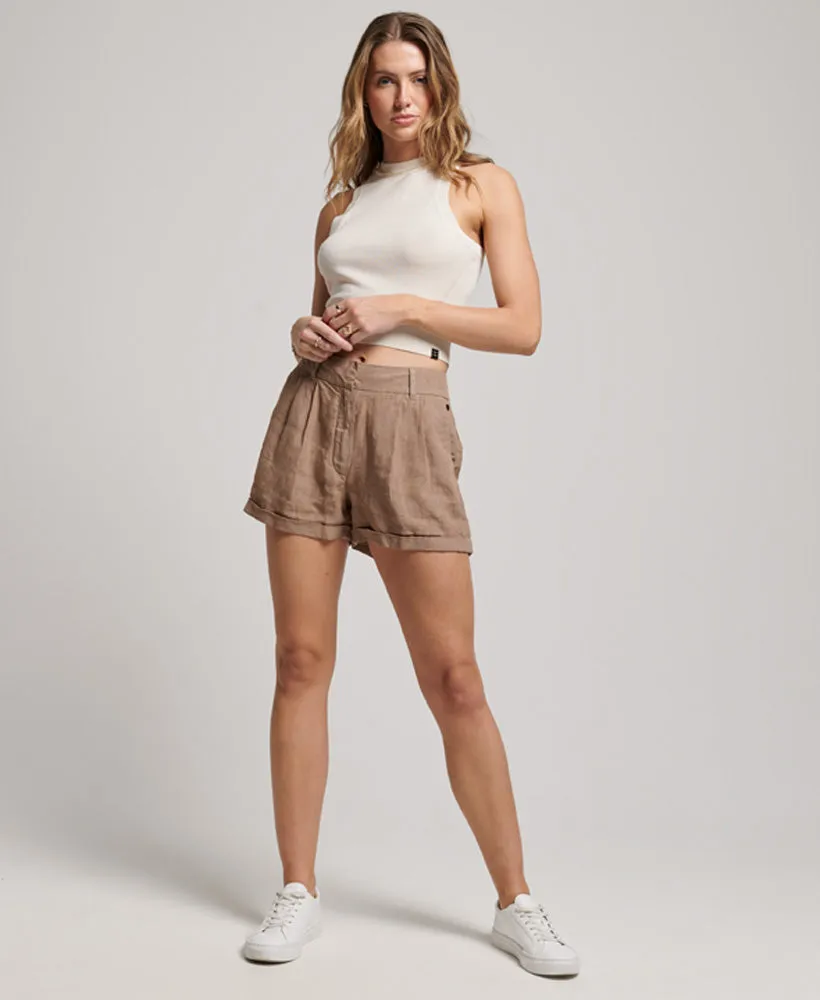 Studios Overdyed Linen Shorts | Fossil Brown