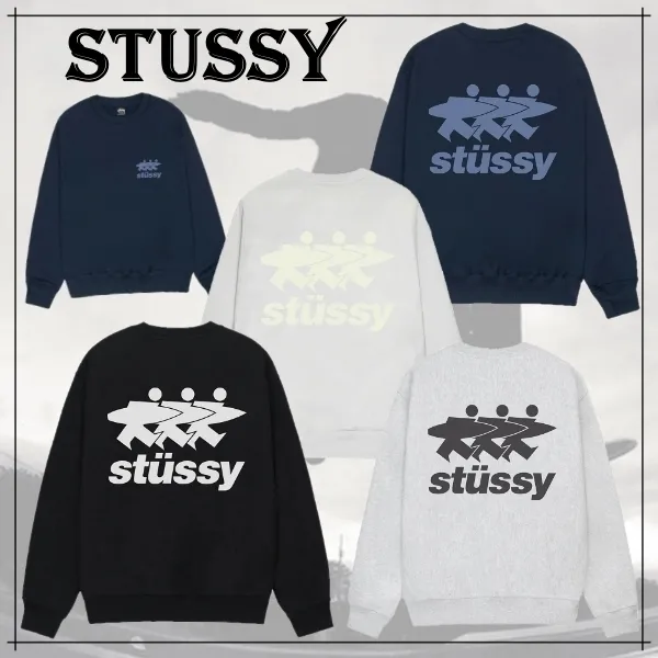 STUSSY  |Crew Neck Pullovers Unisex Street Style Long Sleeves Cotton