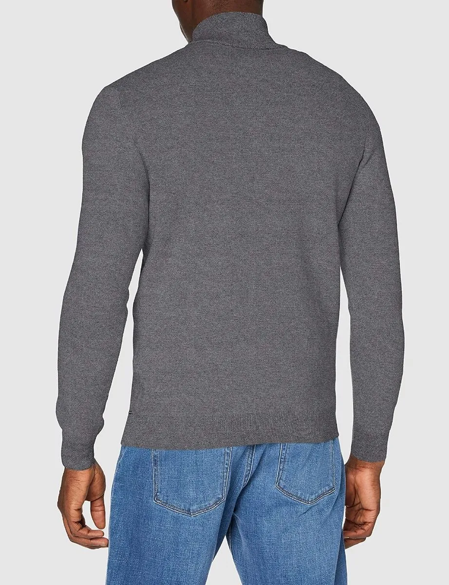 Superdry Cotton Zip Neck Henley Jumper Jersey Grey Marl