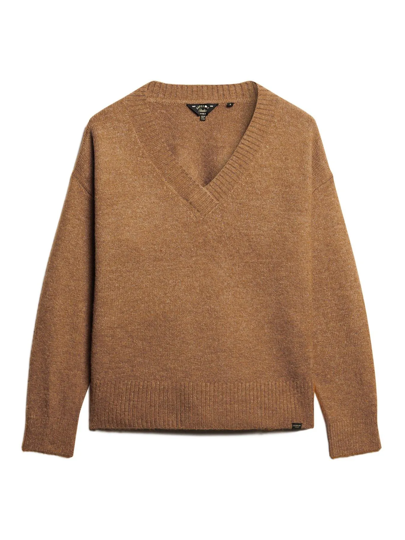 Superdry Oversized V Neck Jumper - Beige