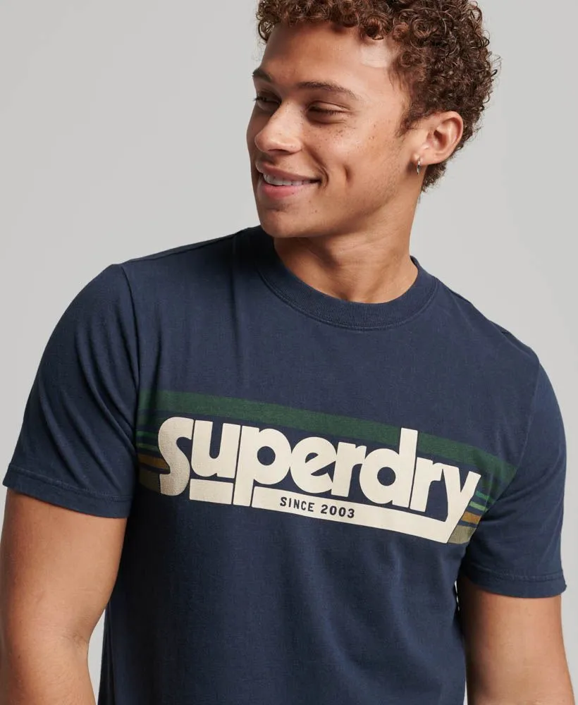 Superdry Terrain Stripped Crew Neck T-Shirt Eclipse Navy