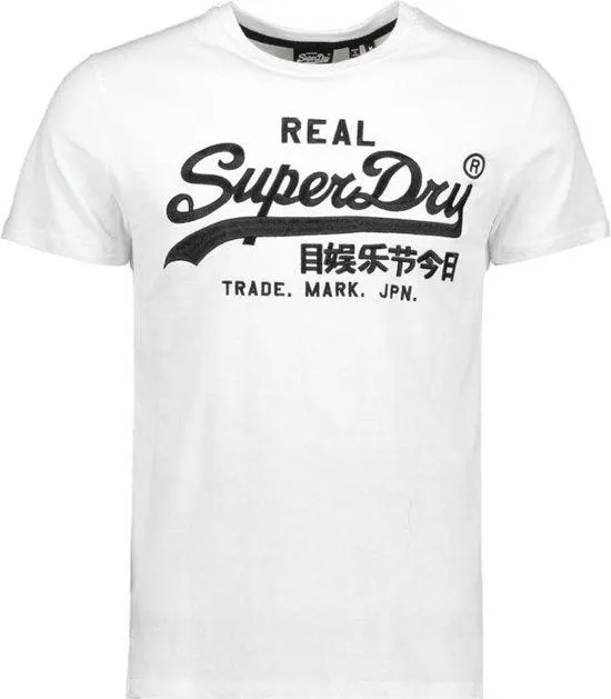 Superdry VL Mono Emb Logo Tee in White