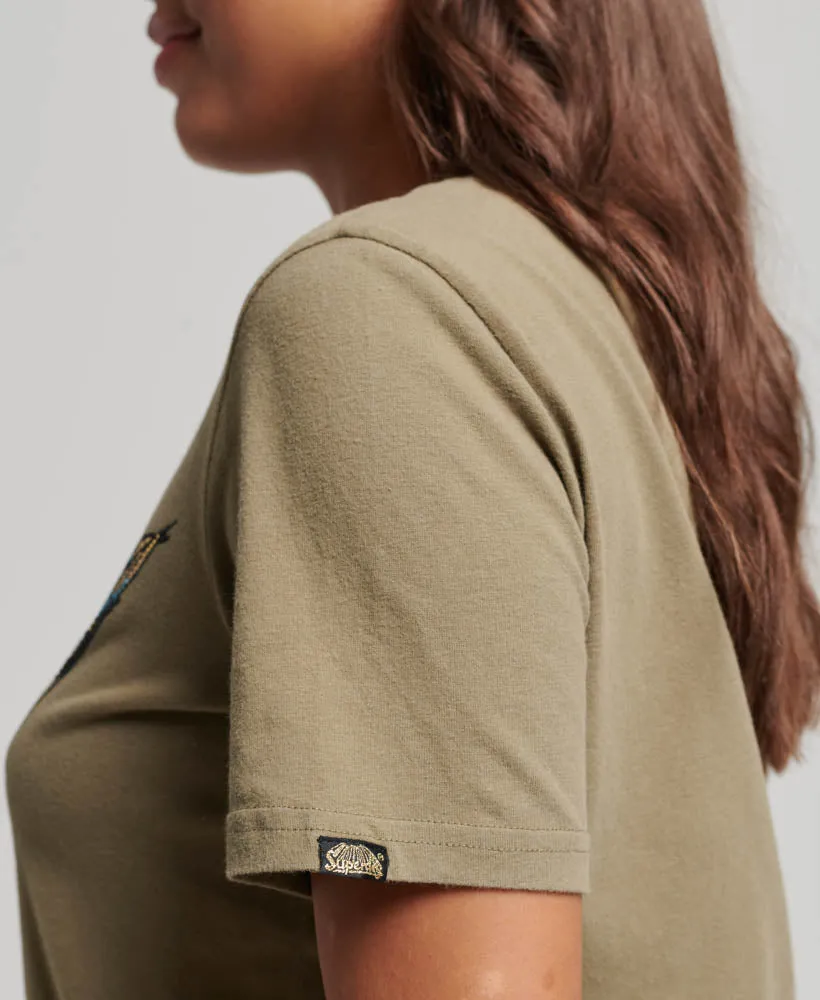 Tattoo Script Graphic T-Shirt | Moss Khaki