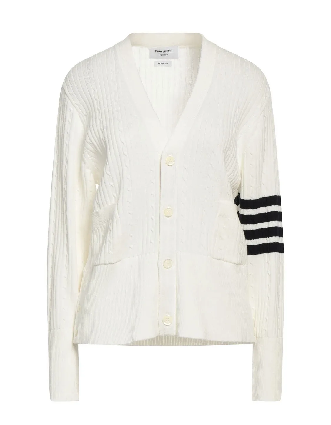 THOM BROWNE  |Bi-color Long Sleeves Cotton Cardigans