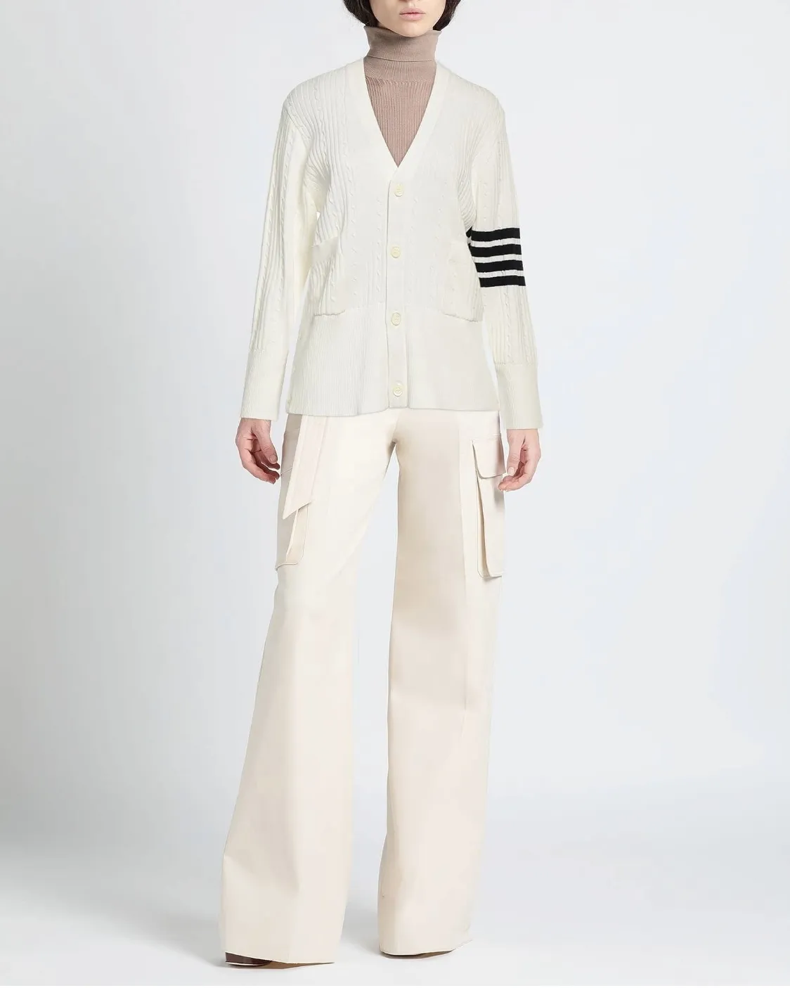 THOM BROWNE  |Bi-color Long Sleeves Cotton Cardigans