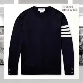 THOM BROWNE  |Stripes Long Sleeves Designers Sweaters