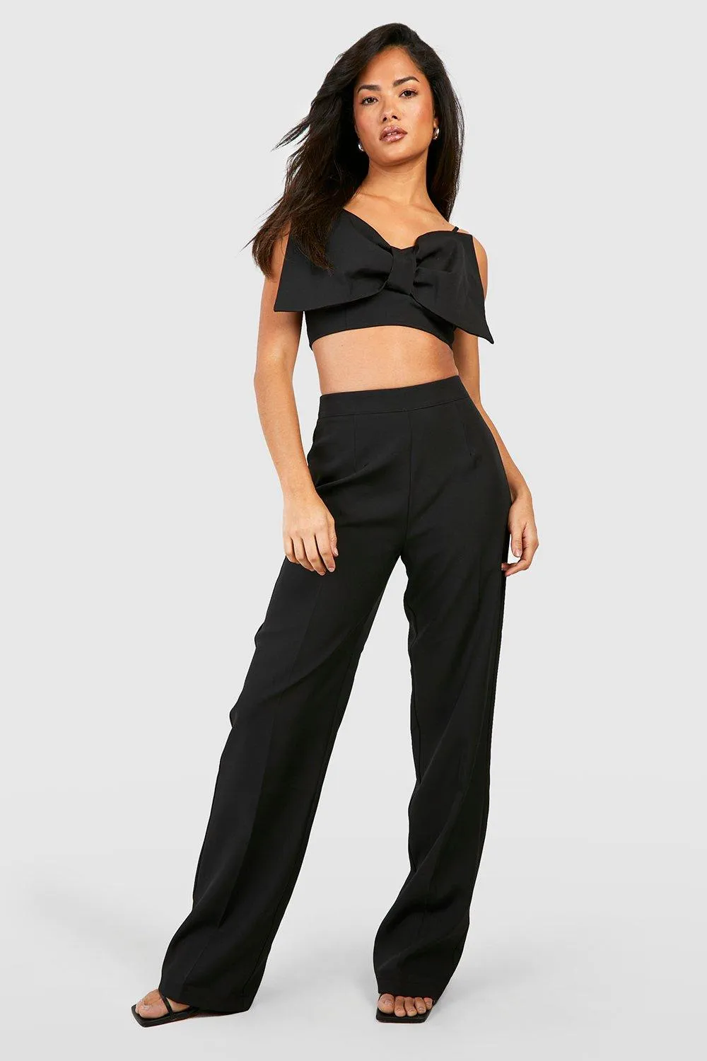 Trousers | High Waist Wide Leg Tailored Trousers | boohoo