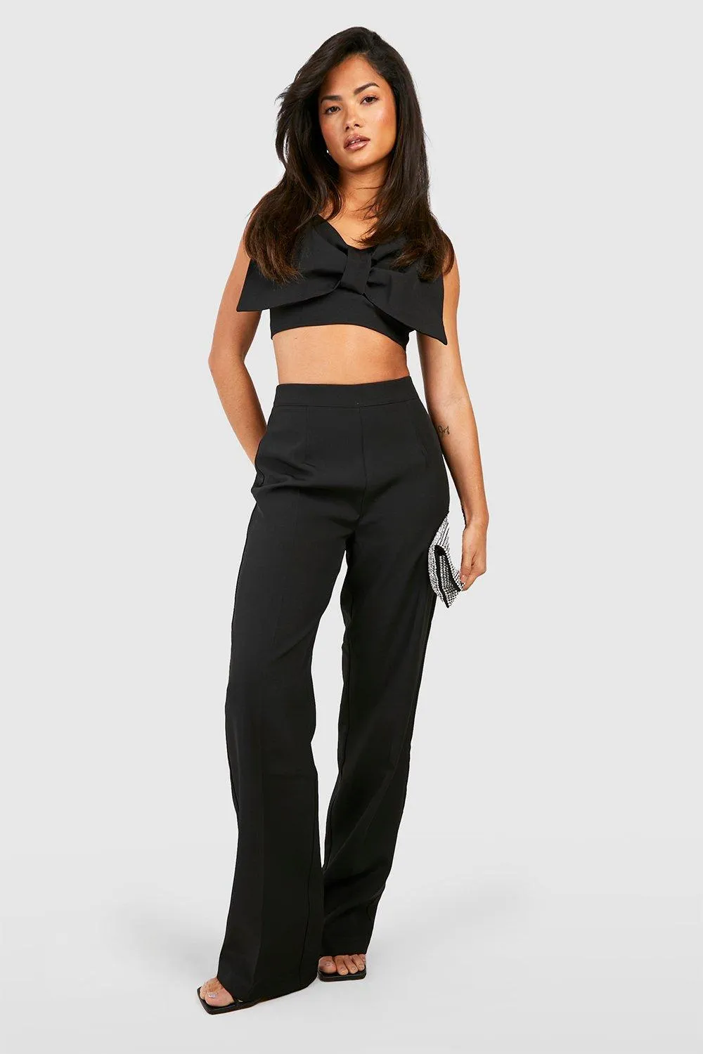 Trousers | High Waist Wide Leg Tailored Trousers | boohoo