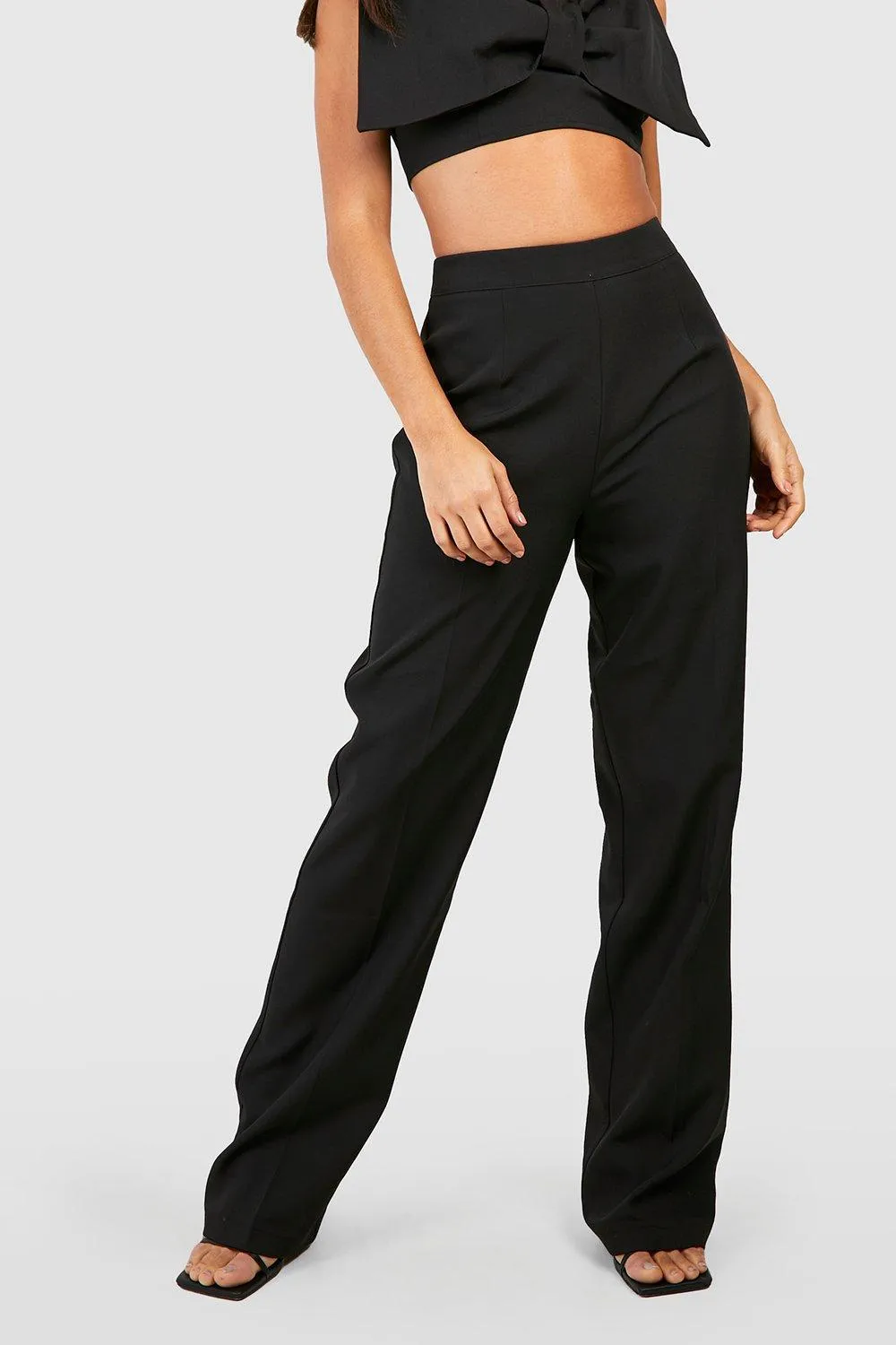 Trousers | High Waist Wide Leg Tailored Trousers | boohoo