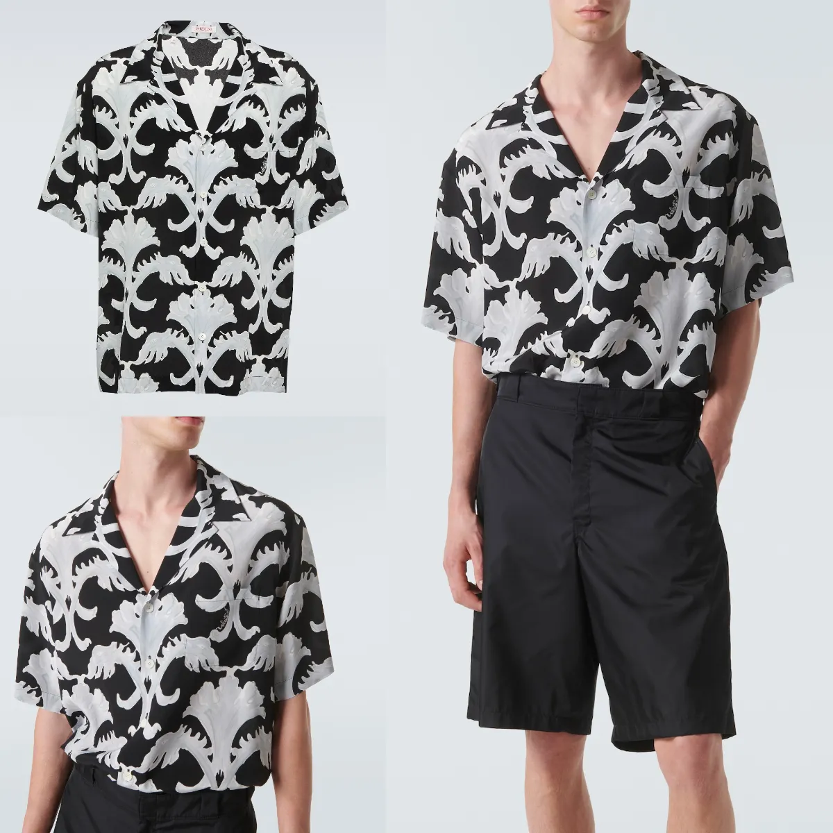 VALENTINO  |Union Jack mark Silk Street Style Bi-color Short Sleeves