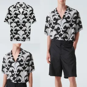 VALENTINO  |Union Jack mark Silk Street Style Bi-color Short Sleeves