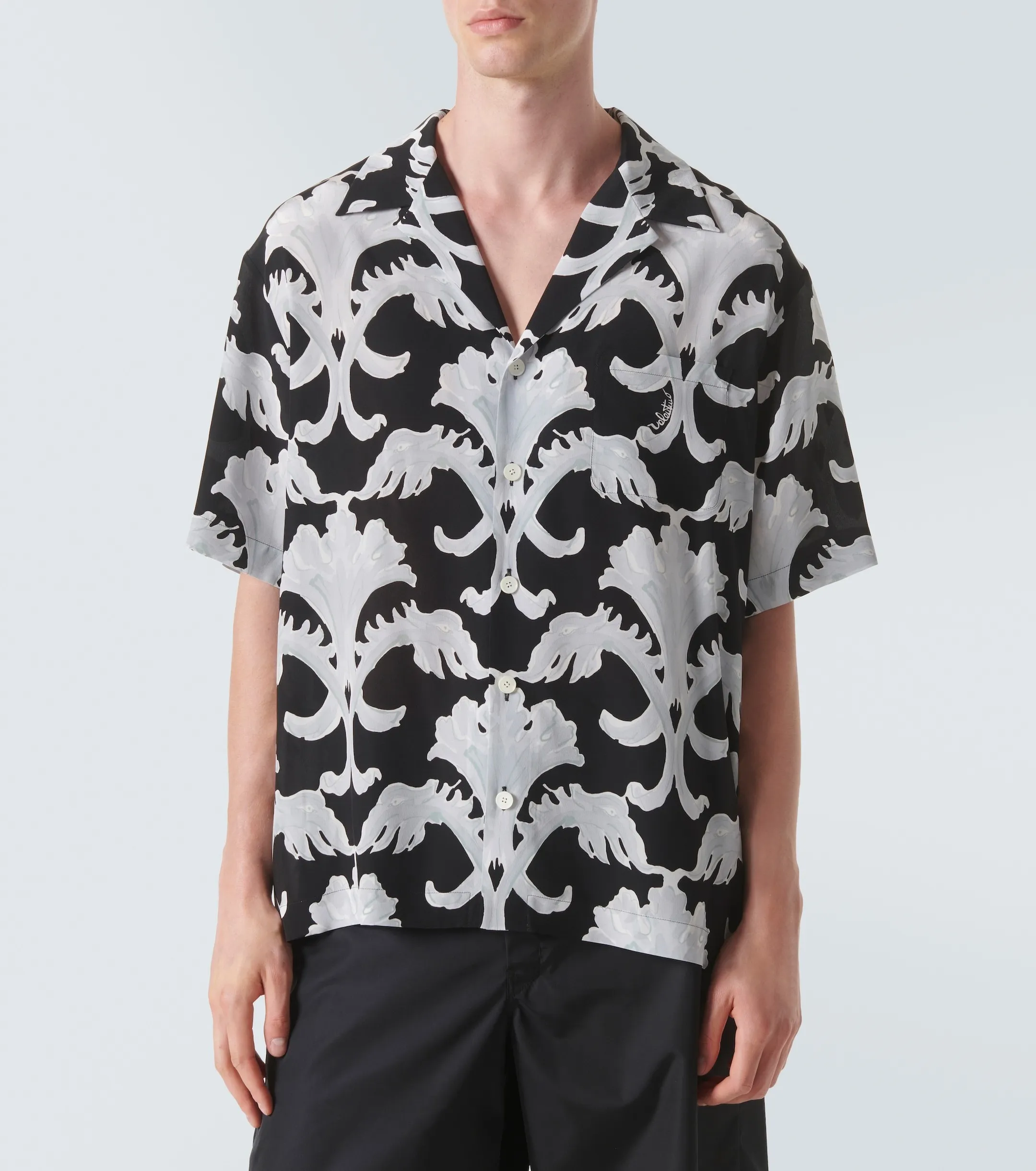 VALENTINO  |Union Jack mark Silk Street Style Bi-color Short Sleeves