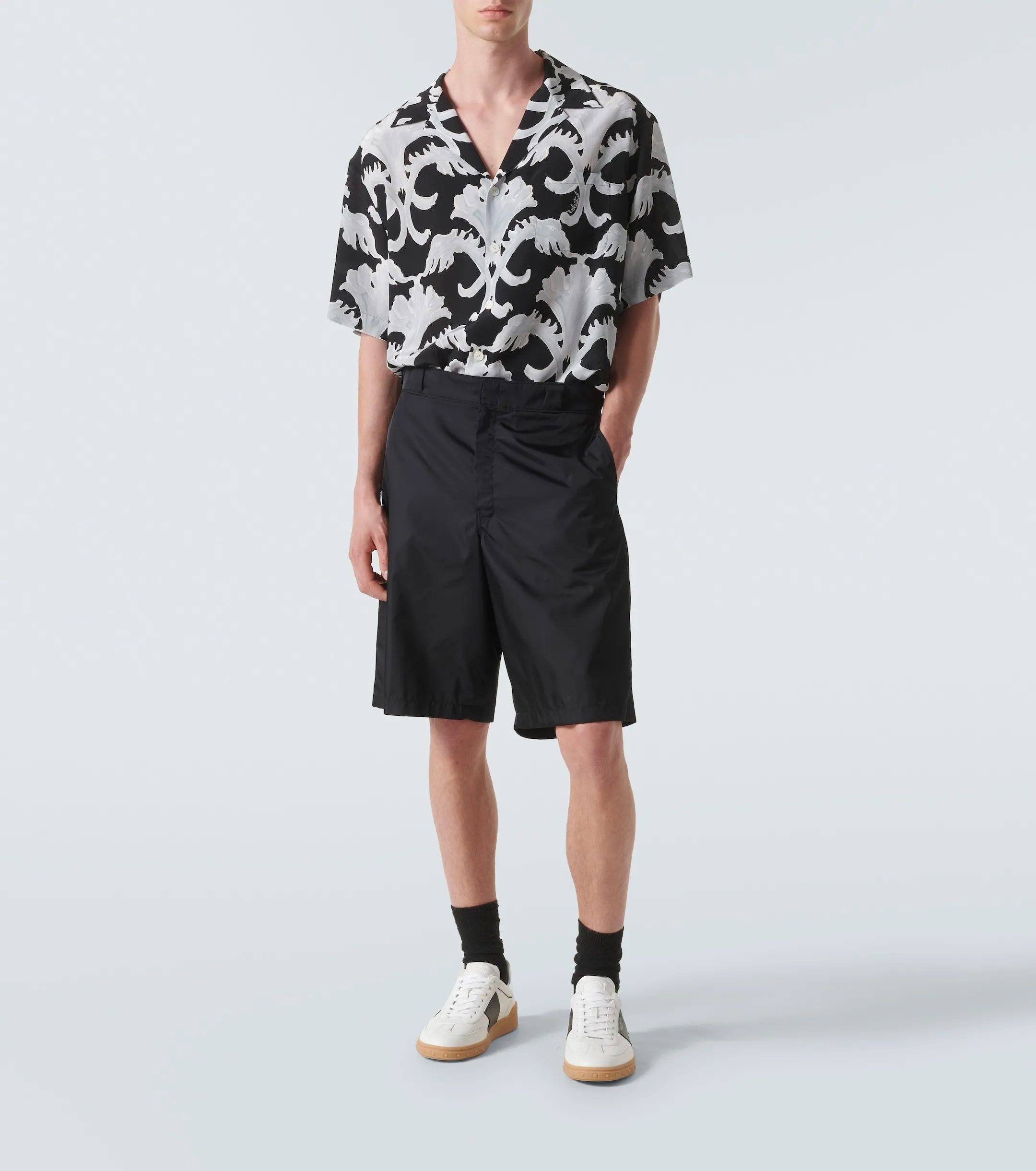 VALENTINO  |Union Jack mark Silk Street Style Bi-color Short Sleeves