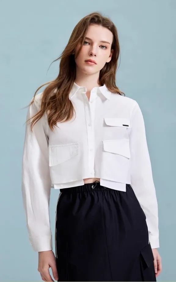 VERO MODA  |Long Sleeves Plain Cotton Shirts & Blouses